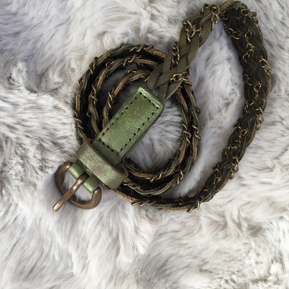 Anthropologie leather and metal woven belt